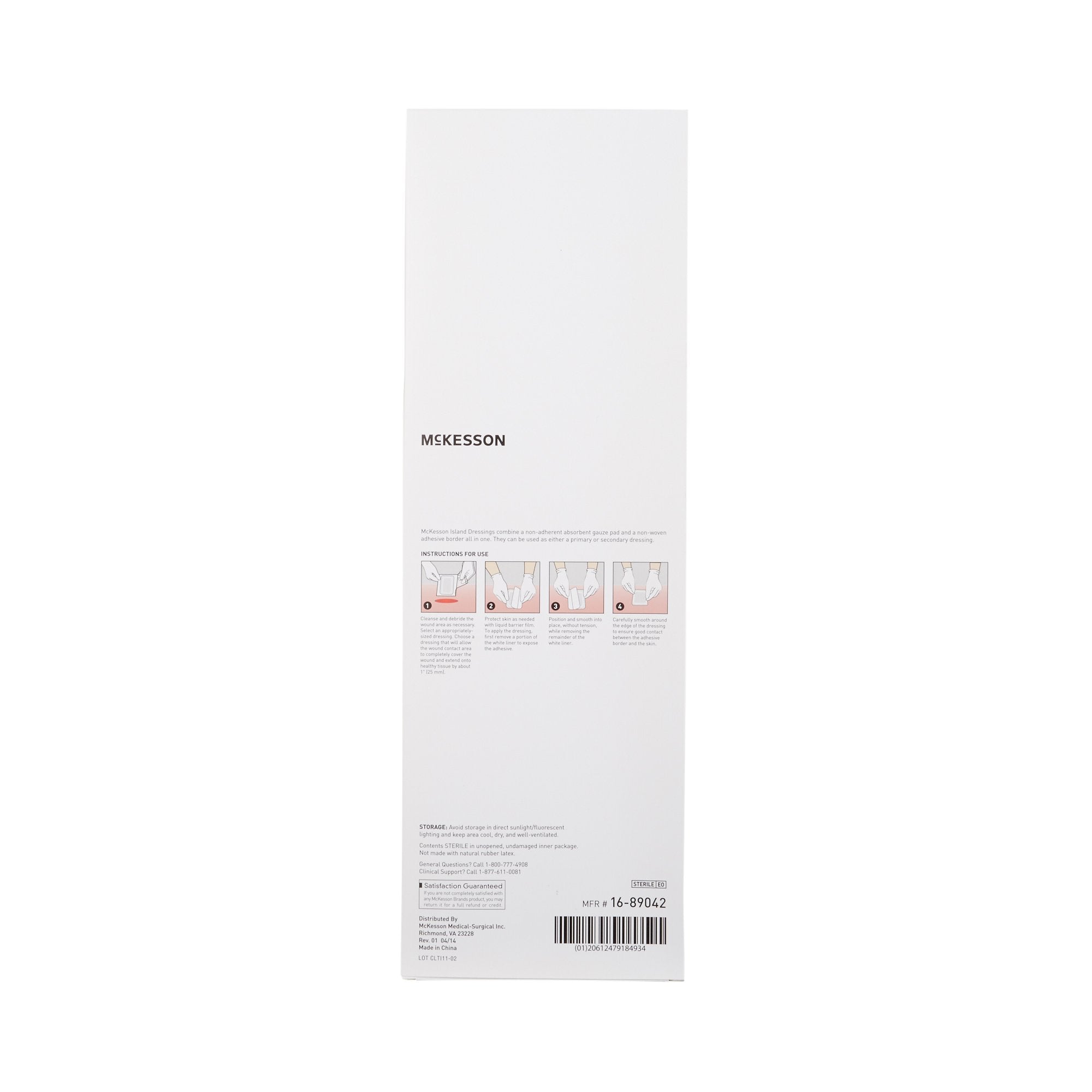 McKesson White Adhesive Dressing, 4 x 14 Inch-Island Dressing McKesson 4 X 14 Inch Rectangle Sterile