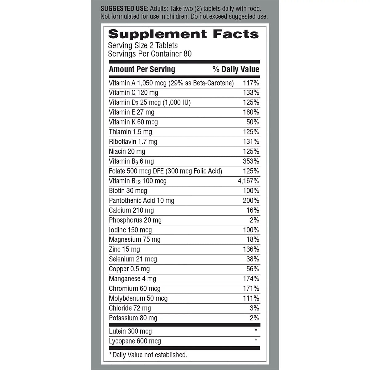 Multivitamin Supplement Centrum® Men 50+ Tablet 160 per Bottle