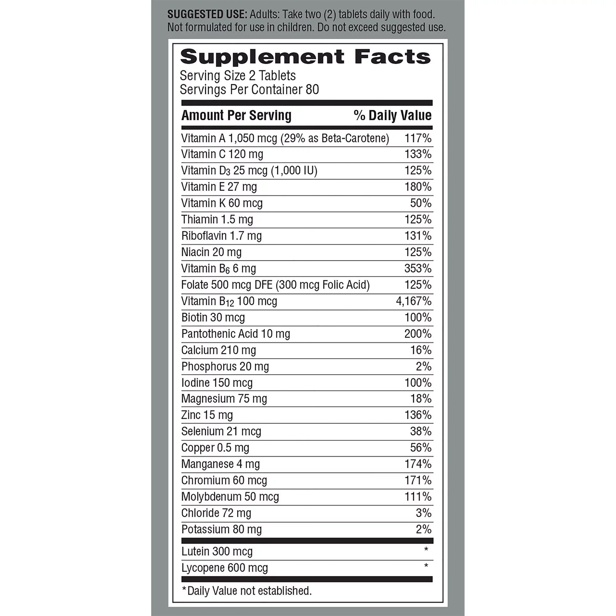Multivitamin Supplement Centrum® Men 50+ Tablet 160 per Bottle