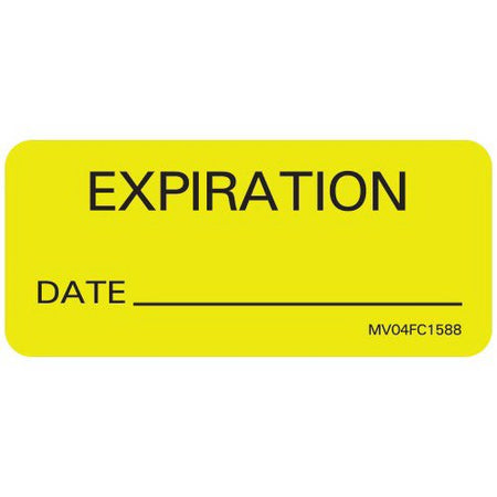 Pre-Printed Label MedVision® Auxiliary Label Yellow Paper Expiration Black Quality Control Label 1X 2-1/4 Inch