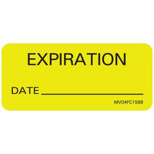 Pre-Printed Label MedVision® Auxiliary Label Yellow Paper Expiration Black Quality Control Label 1X 2-1/4 Inch