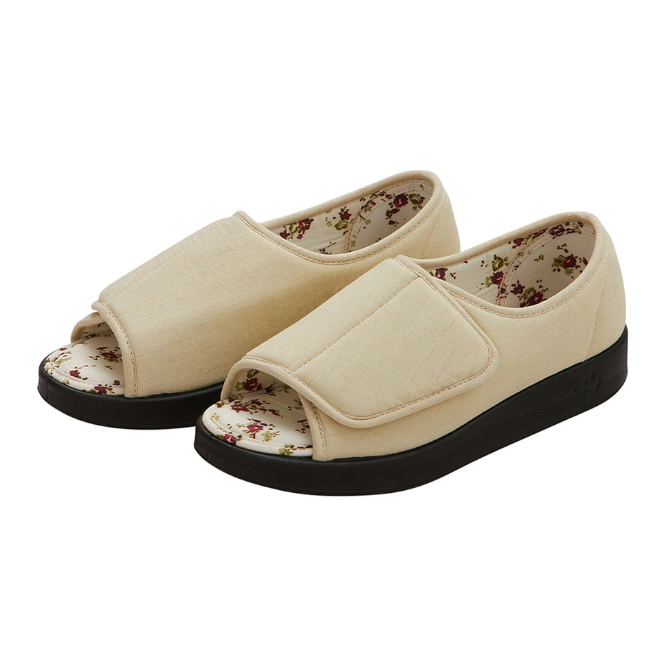Silverts® Women's Indoor/Outdoor Extra Wide Open Toe Shoes, Beige, Size 10