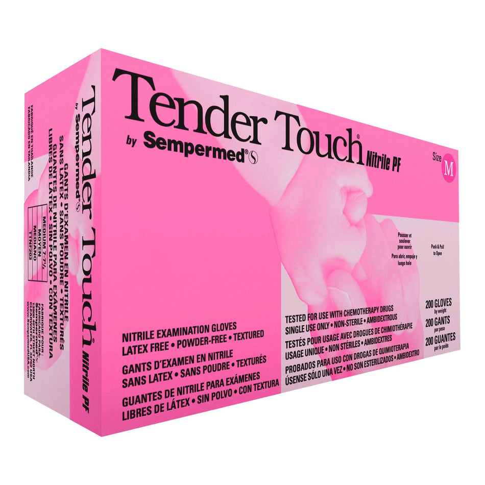 Exam Glove Tender Touch® 200 Medium NonSterile Nitrile Standard Cuff Length Textured Fingertips Lavender Chemo Tested / Fentanyl Tested