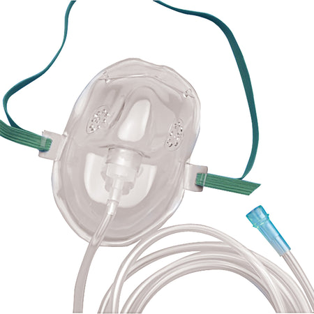 AirLife Oxygen Mask with U/Connect-It Tubing-Oxygen Mask AirLife Elongated Style Adult One Size Fits Most Adjustable Head Strap
