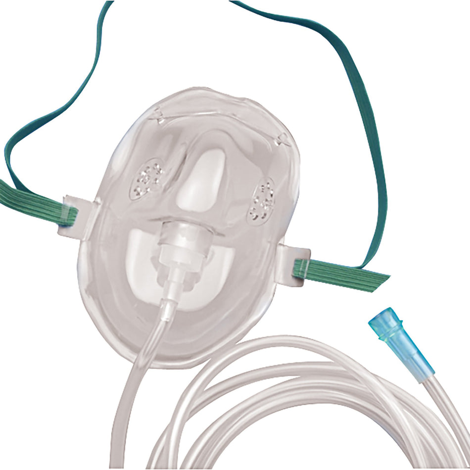 AirLife Oxygen Mask with U/Connect-It Tubing-Oxygen Mask AirLife Elongated Style Adult One Size Fits Most Adjustable Head Strap