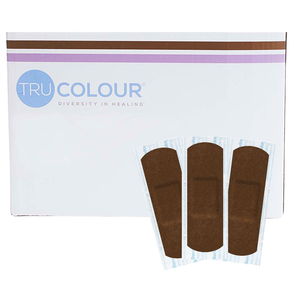TruColour� Dark Brown Adhesive Strip, 1 x 3 Inch-Adhesive Strip Tru-Colour� 1 X 3 Inch Fabric Rectangle Dark Brown Sterile