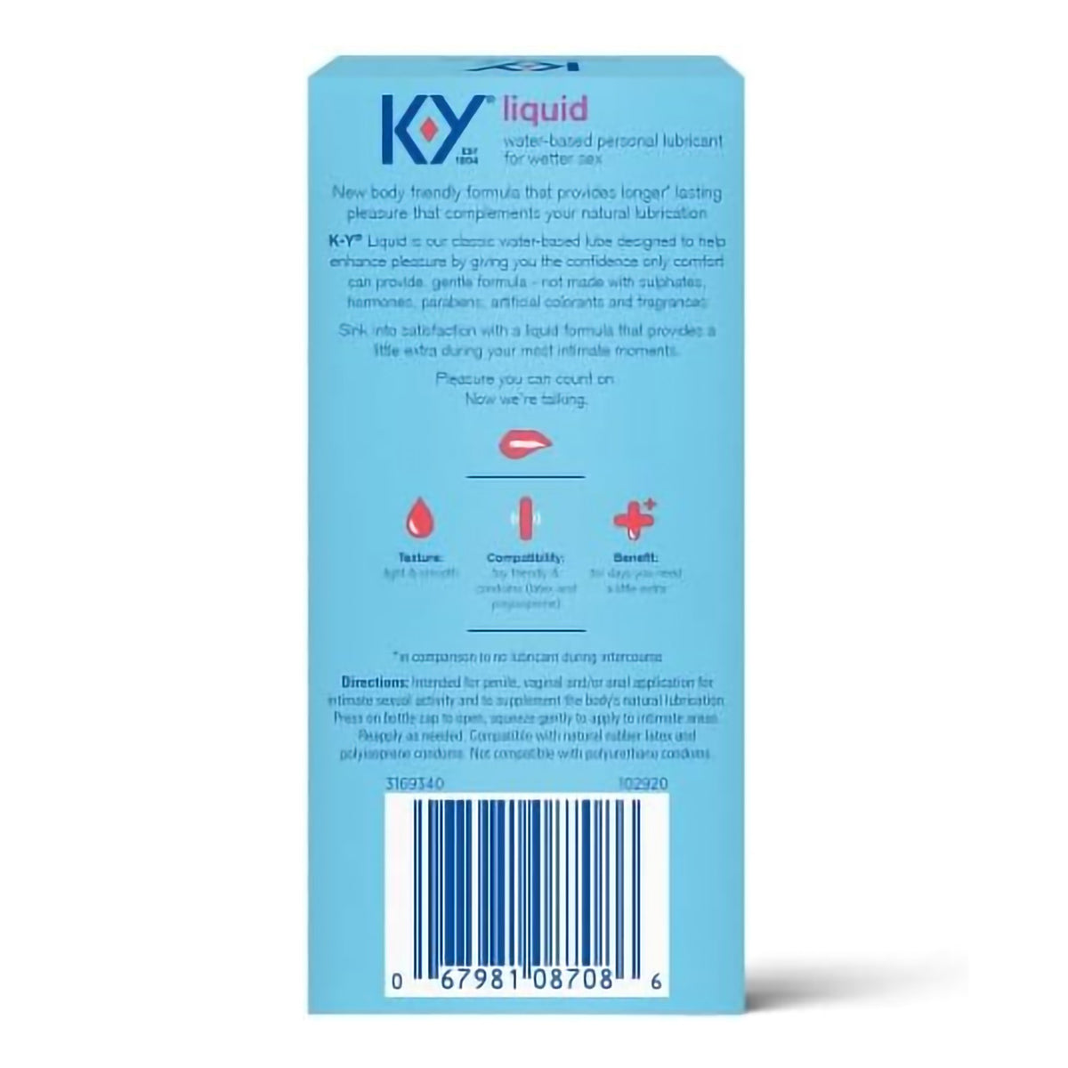K-Y Liquid Classic Water-Based Personal Lubricant-Personal Lubricant K-Y 2.5 oz. Bottle NonSterile