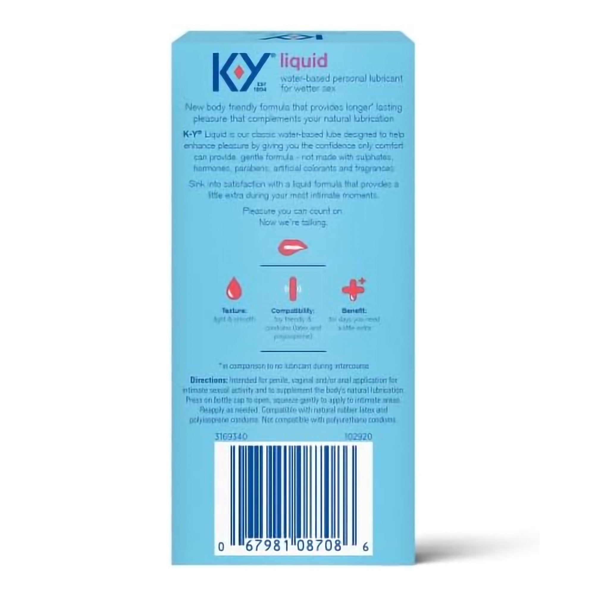 K-Y Liquid Classic Water-Based Personal Lubricant-Personal Lubricant K-Y 2.5 oz. Bottle NonSterile