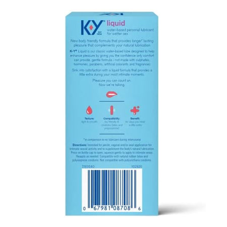 K-Y Liquid Classic Water-Based Personal Lubricant-Personal Lubricant K-Y 2.5 oz. Bottle NonSterile