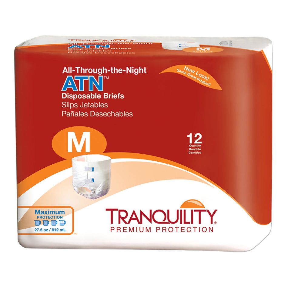 Tranquility ATN Maximum Protection Incontinence Brief, Medium-Unisex Adult Incontinence Brief Tranquility ATN Medium Disposable Heavy Absorbency