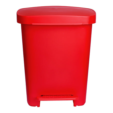 McKesson Waste Can with Step-On Pedal, Plastic, Red, 15.16 x 14.37 x 18.9 Inch - Housekeeping>Waste Receptacles - McKesson...