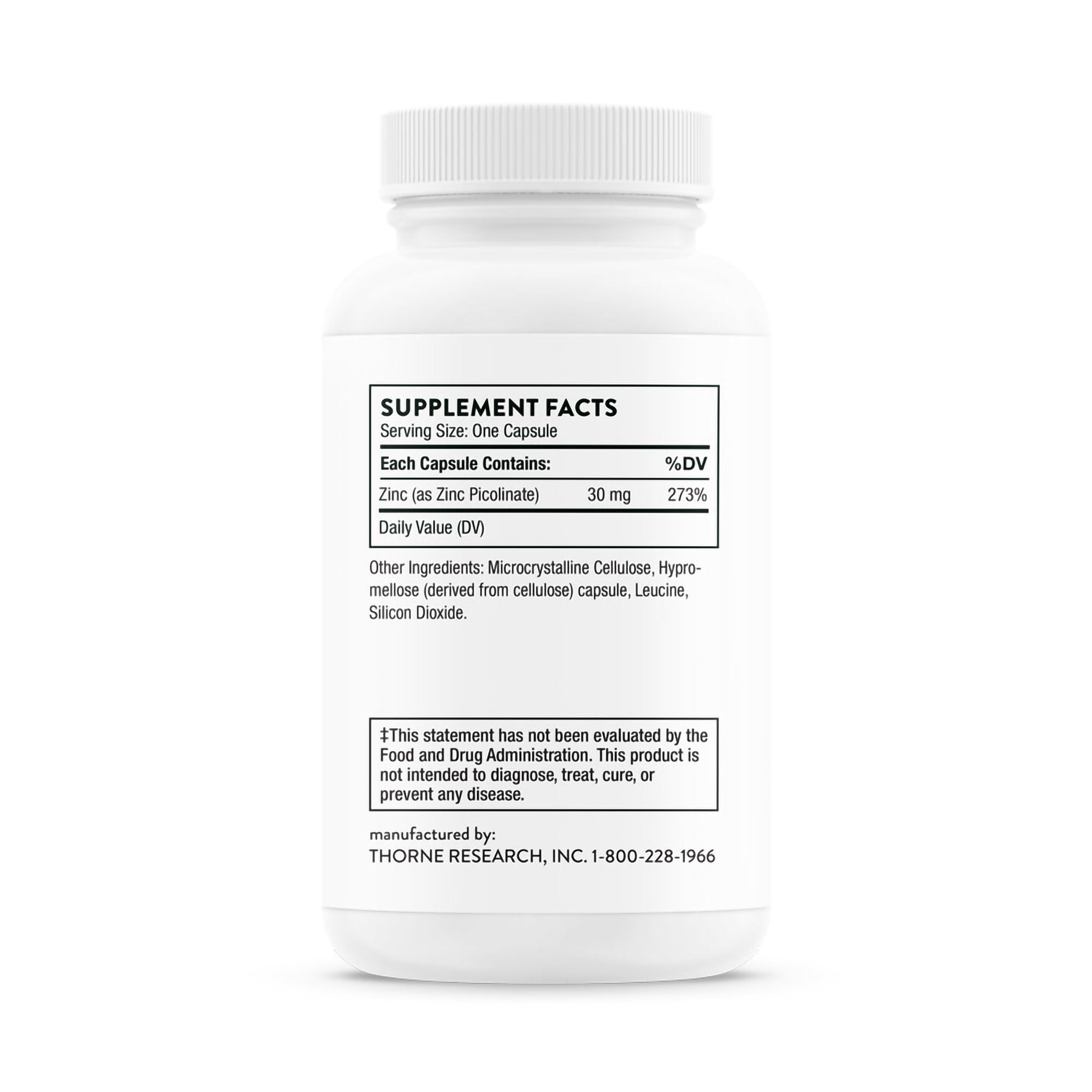 Thorne Zinc Picolinate 30 mg Dietary Supplement-Dietary Supplement THORNE Zinc Picolinate Zinc 30 mg Strength Capsule 60 per Bottle