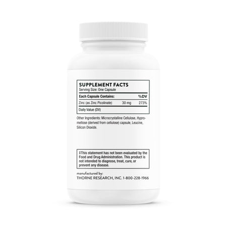 Thorne Zinc Picolinate 30 mg Dietary Supplement-Dietary Supplement THORNE Zinc Picolinate Zinc 30 mg Strength Capsule 60 per Bottle