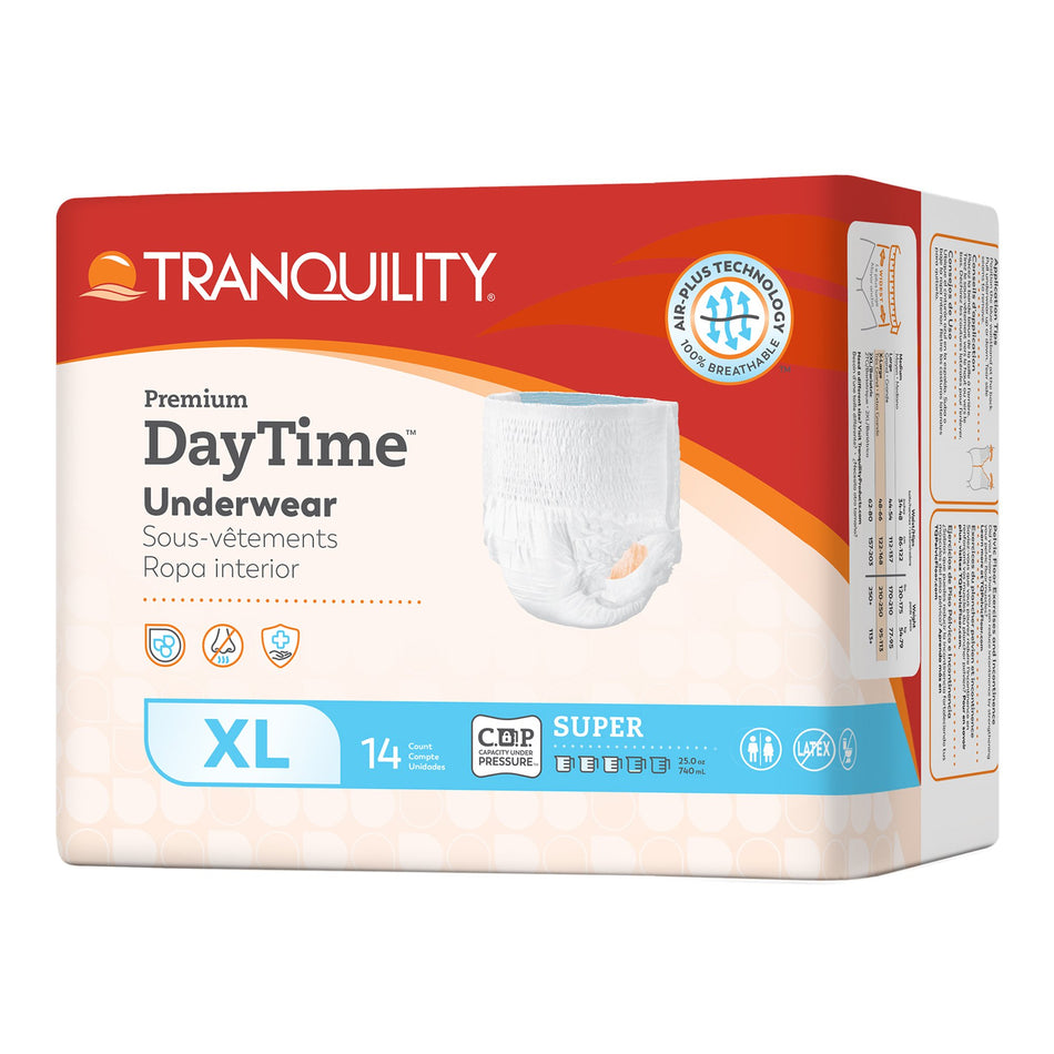 Tranquility Premium DayTime Disposable Absorbent Underwear, XL-Unisex Adult Absorbent Underwear Tranquility Premium DayTime Pull On with Tear Away Seams X-Large Disposable Heavy Absorbency