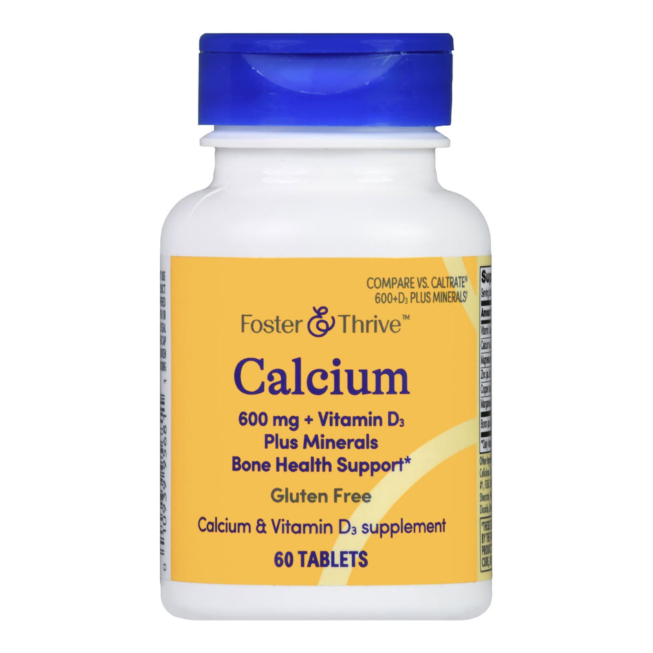 Foster & Thrive Calcium 600 mg + Vitamin D3 Plus Minerals Tablets-Joint Health Supplement Foster & Thrive Calcium / Vitamin D 600 mg Strength Tablet 60 per Bottle