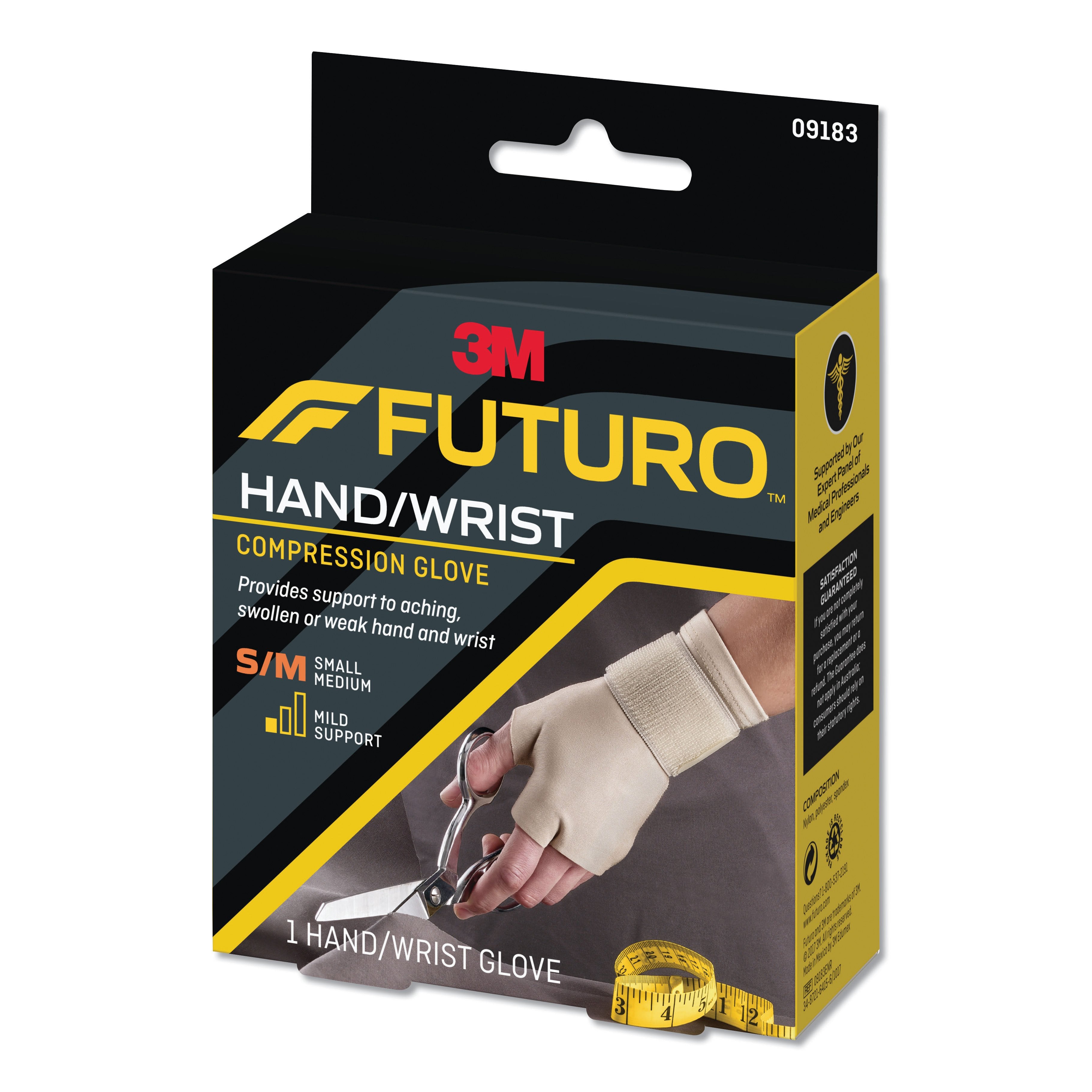 3M Futuro Support Glove, Fingerless, Ambidextrous-Support Glove 3M Futuro Fingerless Small / Medium Over-the-Wrist Length Ambidextrous Nylon / Polyester / Spandex