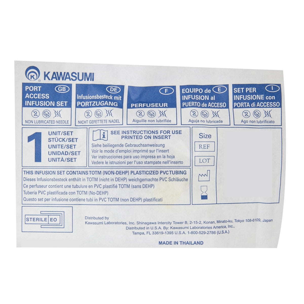Kawasumi Huber Infusion Set-Huber Infusion Set Kawasumi 20 Gauge 1 Inch 8 Inch Tubing Without Port