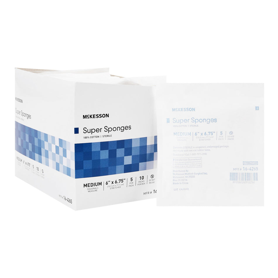 McKesson Sterile Fluff Dressing, 6 x 6-3/4 Inch-Fluff Dressing McKesson 6 X 6-3/4 Inch Sterile 5 per Pack