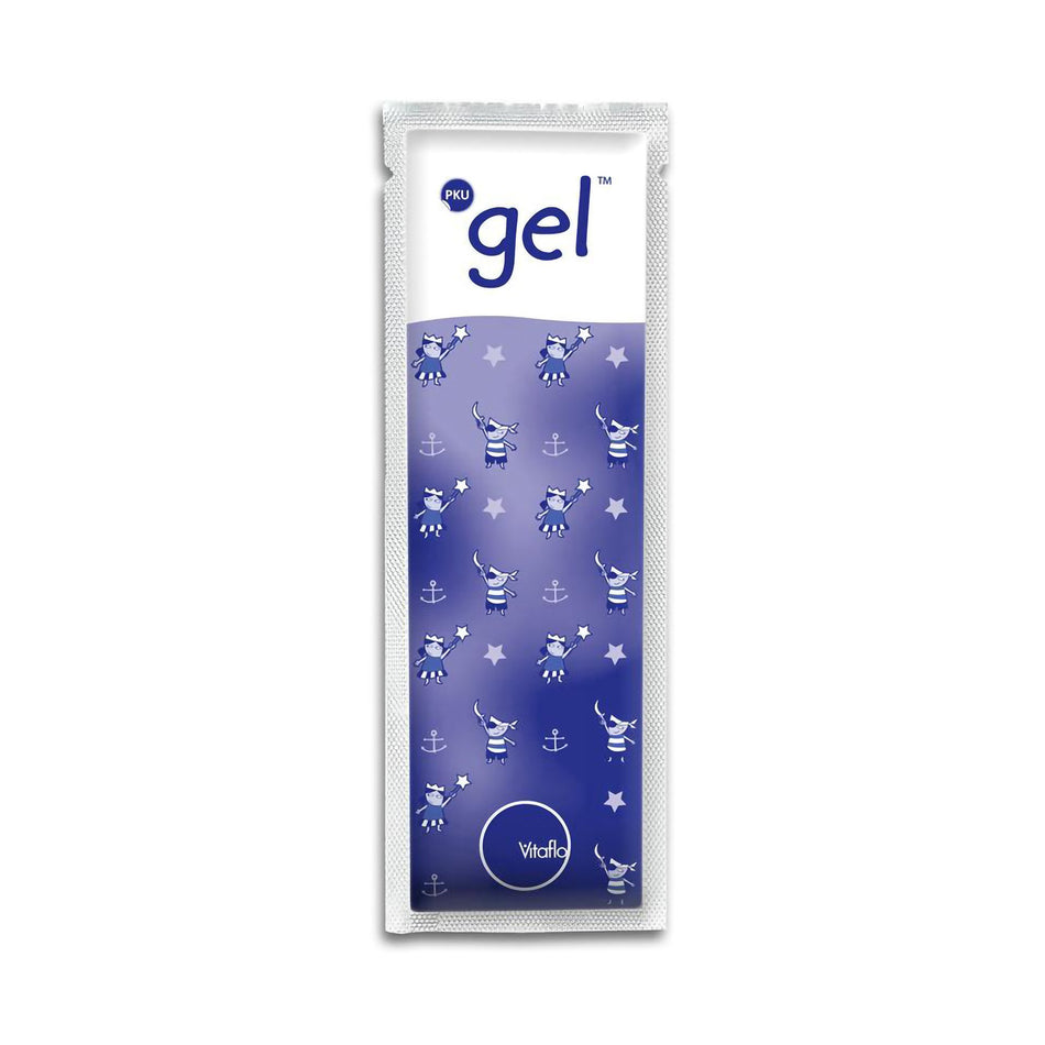 PKU gel Formula for use in the Dietary Management of PKU, Red Berry Flavor-Oral Supplement PKU gel Unflavored Powder 24 Gram Individual Packet