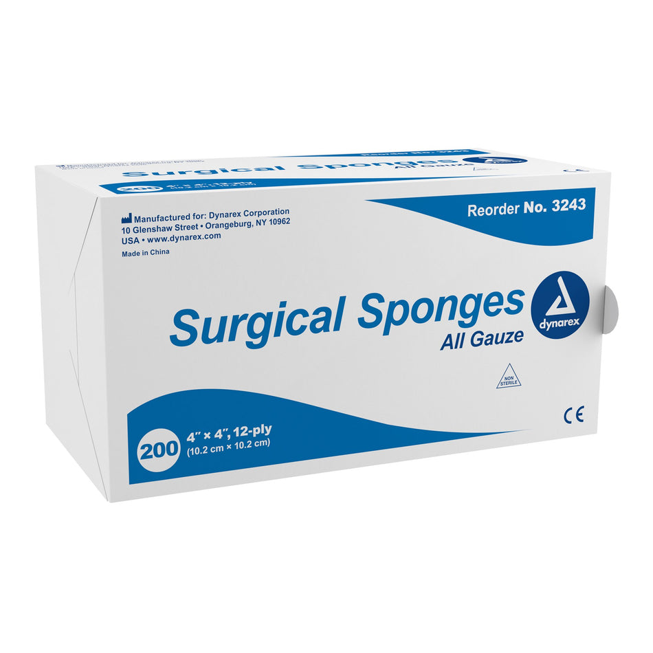 dynarex� Gauze Sponge, 4 x 4 Inch, 12-Ply-Gauze Sponge Dynarex� 4 X 4 Inch 12-Ply NonSterile 200 per Pack