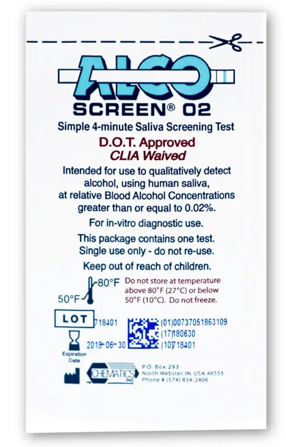 Drugs of Abuse Test Kit Alco-Screen 02® Alcohol Screen 24 Tests CLIA Waived