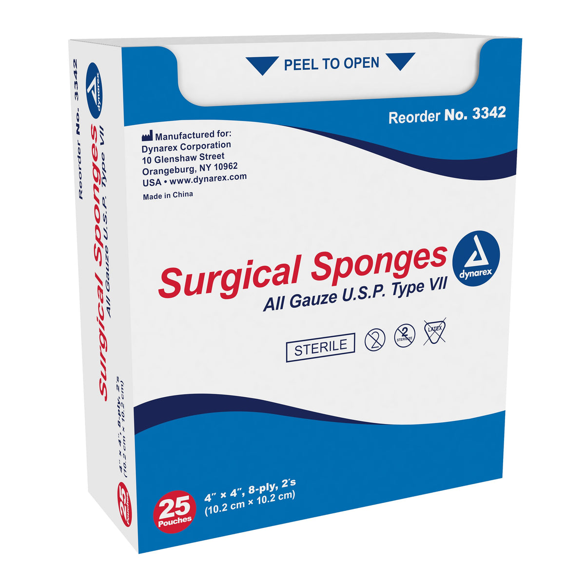 dynarex� Sterile Gauze Sponge, 4 x 4 Inch, 8-Ply-Gauze Sponge Dynarex� 4 X 4 Inch 8-Ply Sterile 2 per Pack