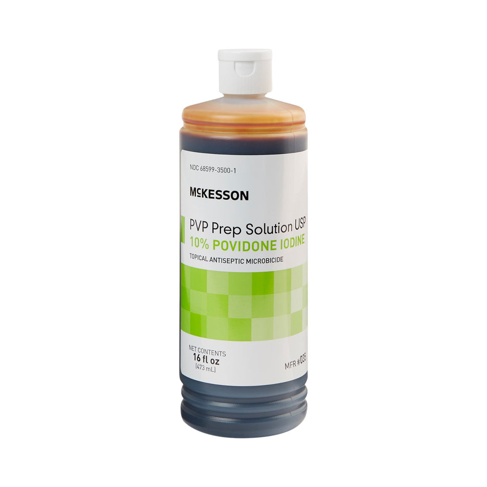 McKesson Prep Solution 16 oz. Flip-Top Bottle-Skin Prep Solution McKesson 16 oz. Flip-Top Bottle 10% Strength Povidone-Iodine NonSterile