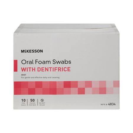 McKesson Oral Swabstick Foam Tip Dentifrice, Mint, 10 per Pack - Personal Hygiene>Mouth Care>Oral Care Swabs - McKesson Brand
