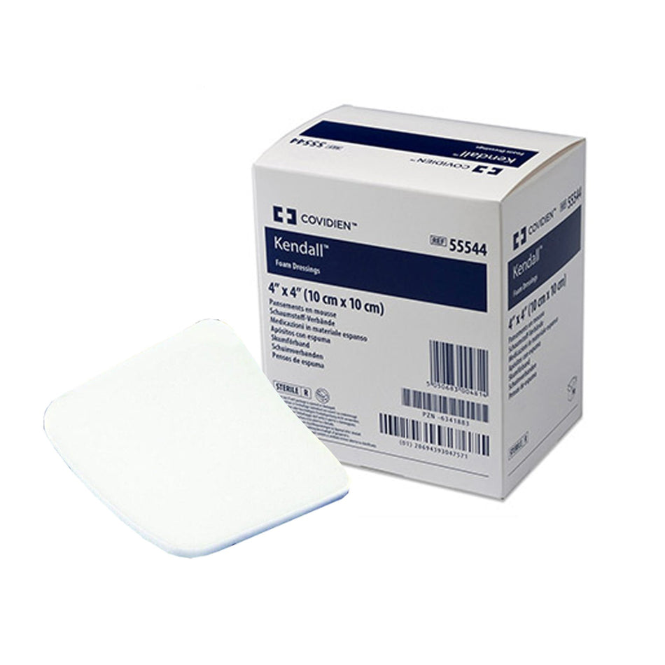 Kendall� Nonadhesive without Border Foam Dressing, 4 x 4 Inch-Foam Dressing Kendall� 4 X 4 Inch Without Border Without Film Backing Nonadhesive Square Sterile