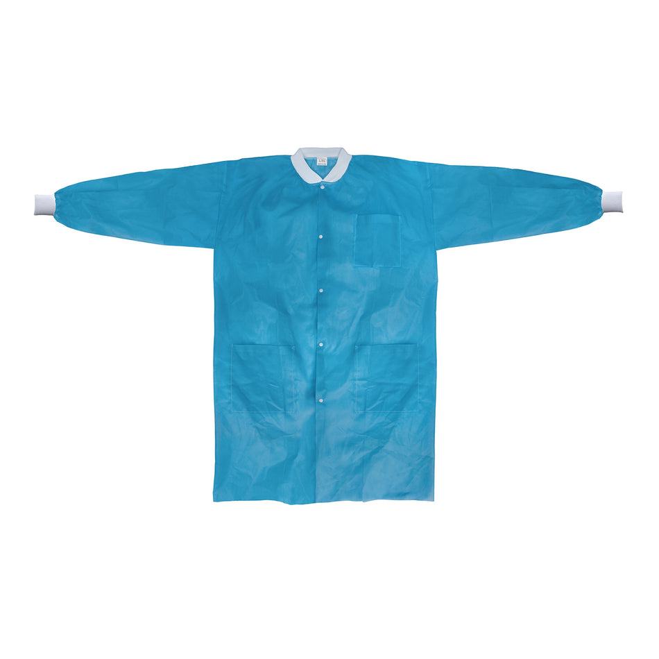 McKesson Lab Coat, Large / X-Large, Blue-Lab Coat McKesson Blue Large / X-Large Knee Length Spunbond Polypropylene Disposable