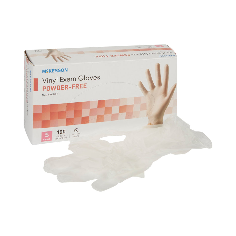 McKesson Vinyl Exam Glove, Small, Clear-Exam Glove McKesson Small NonSterile Vinyl Standard Cuff Length Smooth Clear Not Rated