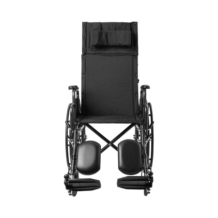McKesson Reclining Wheelchair, 18-Inch Seat Width-Reclining Wheelchair McKesson Desk Length Arm Swing-Away Elevating Legrest Black Upholstery 18 Inch Seat Width Adult 300 lbs. Weight Capacity