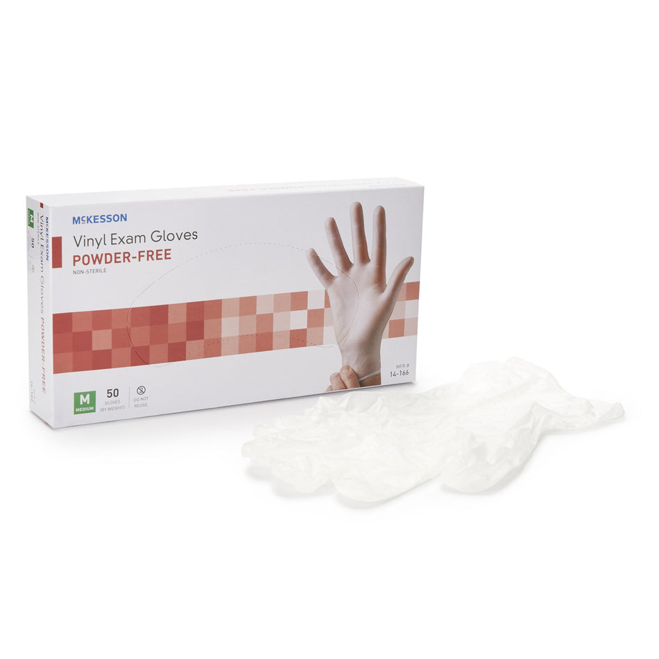 McKesson Confiderm Vinyl Exam Glove, Medium, Clear-Exam Glove McKesson Confiderm Medium NonSterile Vinyl Standard Cuff Length Smooth Clear Not Rated