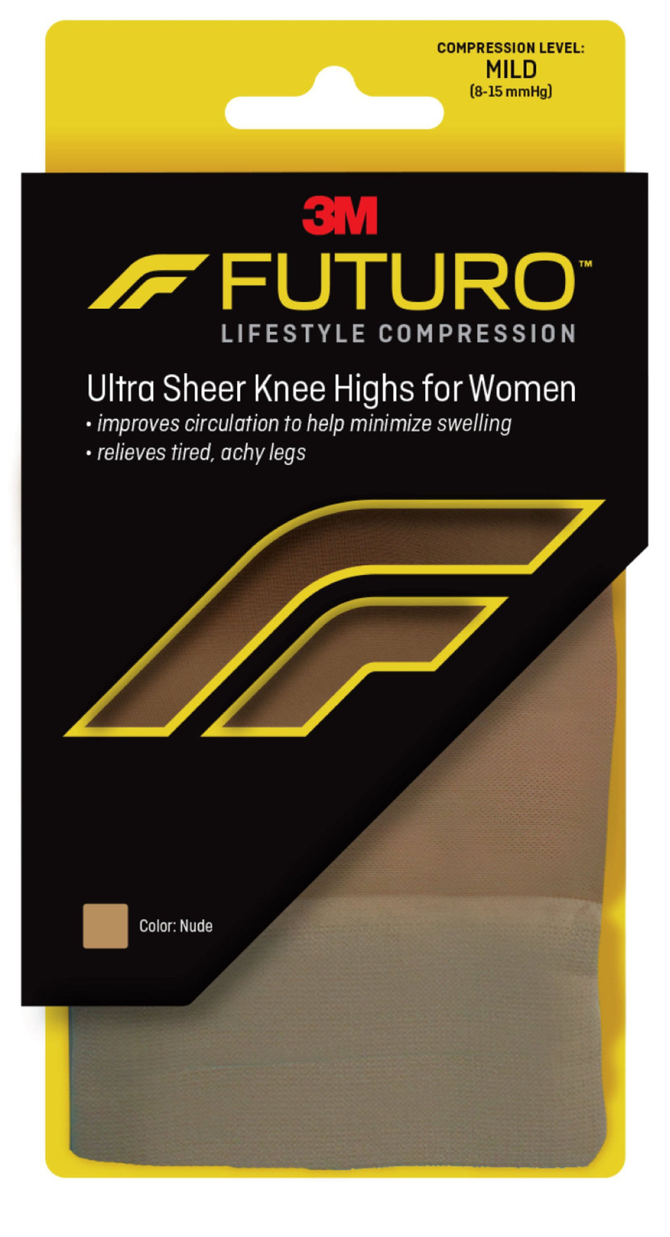 3M Futuro Energizing Compression Stockings, Knee High, Nude, 8 to 15 mmHg, Adult Women, Medium-Compression Stocking 3M Futuro Energizing Knee High Medium Nude Closed Toe