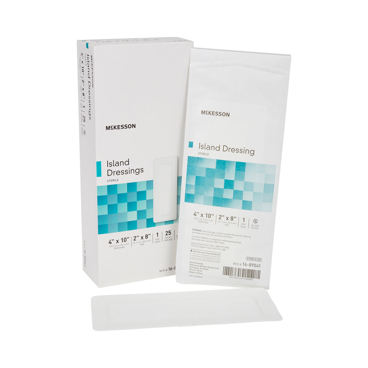 McKesson White Adhesive Dressing, 4 x 10 Inch-Island Dressing McKesson 4 X 10 Inch Rectangle Sterile