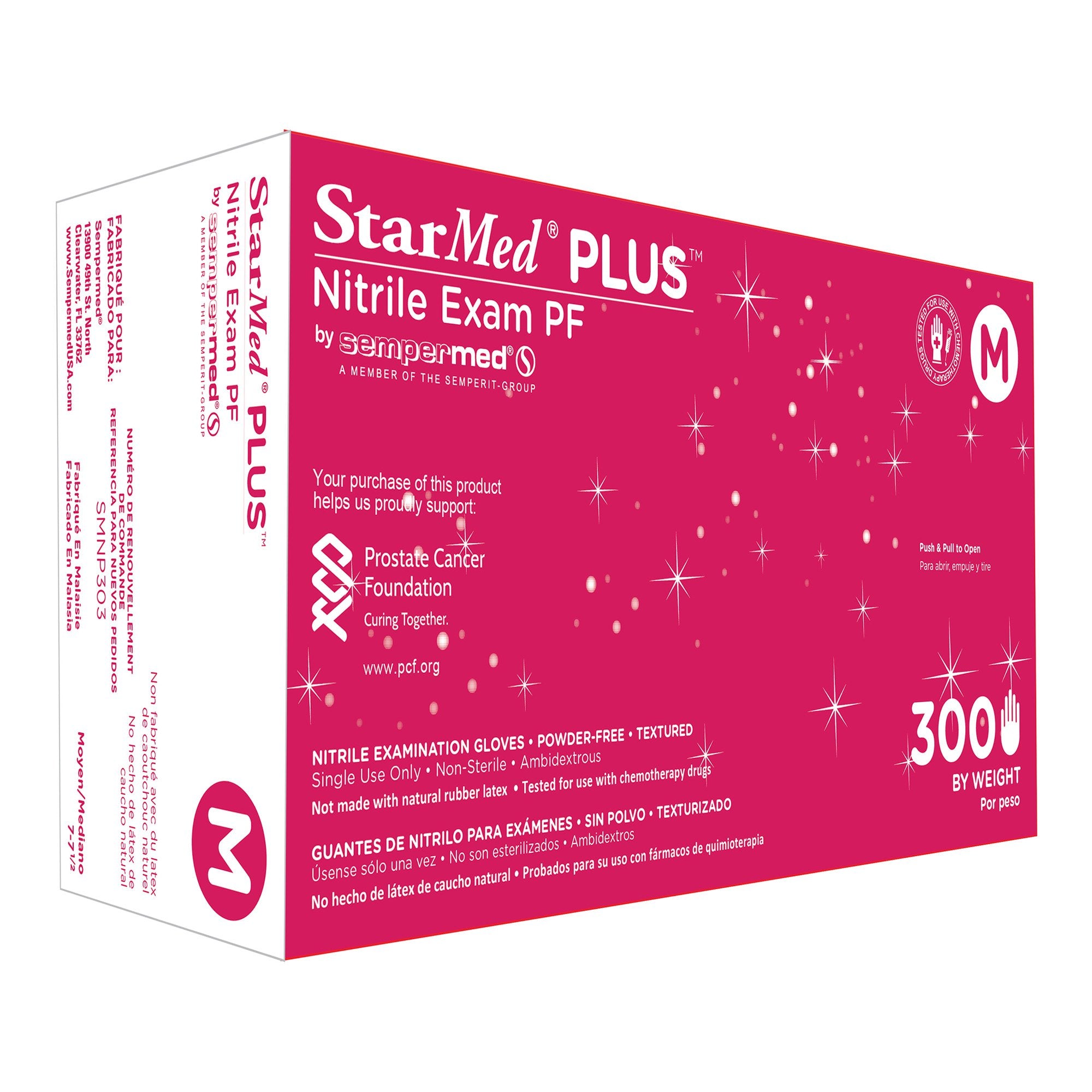 StarMed Plus Nitrile Exam Glove, Medium, Blue-Exam Glove StarMed Plus Medium NonSterile Nitrile Standard Cuff Length Textured Fingertips Blue Chemo Tested / Fentanyl Tested