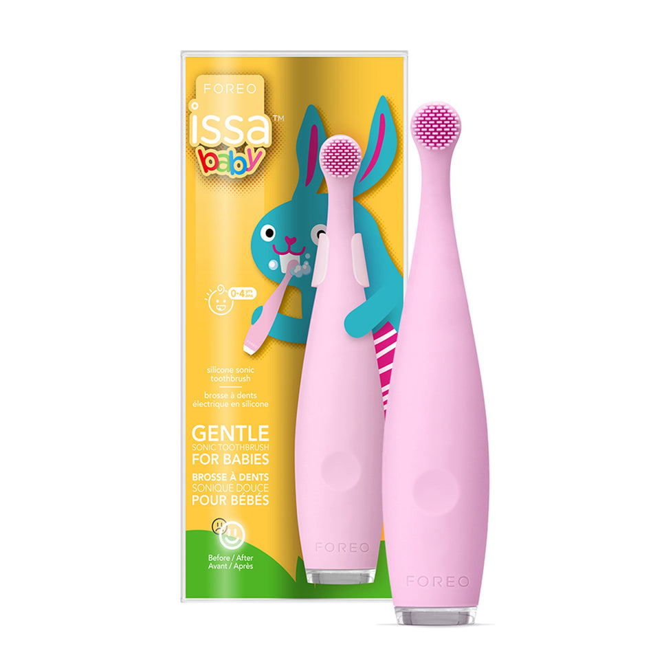 ISSA� baby Soft Silicone Sonic Toothbrush, Pearl Pink Bunny-Sonic Toothbrush ISSA� baby Pearl Pink Bunny Ages Birth to 4 Years Silicone