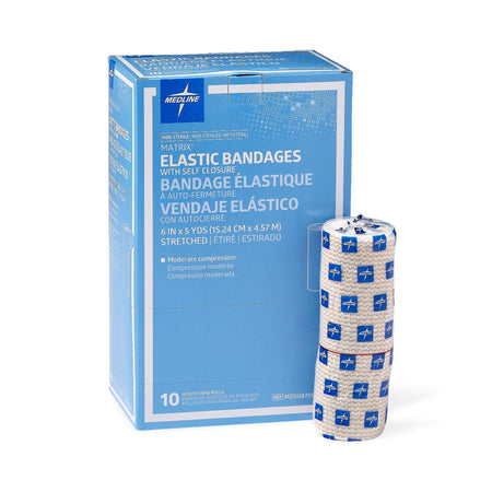 Matrix Double Hook and Loop Closure Elastic Bandage, 6 Inch x 5 Yard-Elastic Bandage Matrix 6 Inch X 5 Yard Double Hook and Loop Closure Natural NonSterile Medium Compression