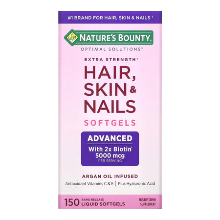 Nature's Bounty Optimal Solutions Extra Strength Hair, Skin & Nails Rapid Release Liquid Softgels-Skin / Hair Supplement Nature's Bounty Softgel 150 per Bottle