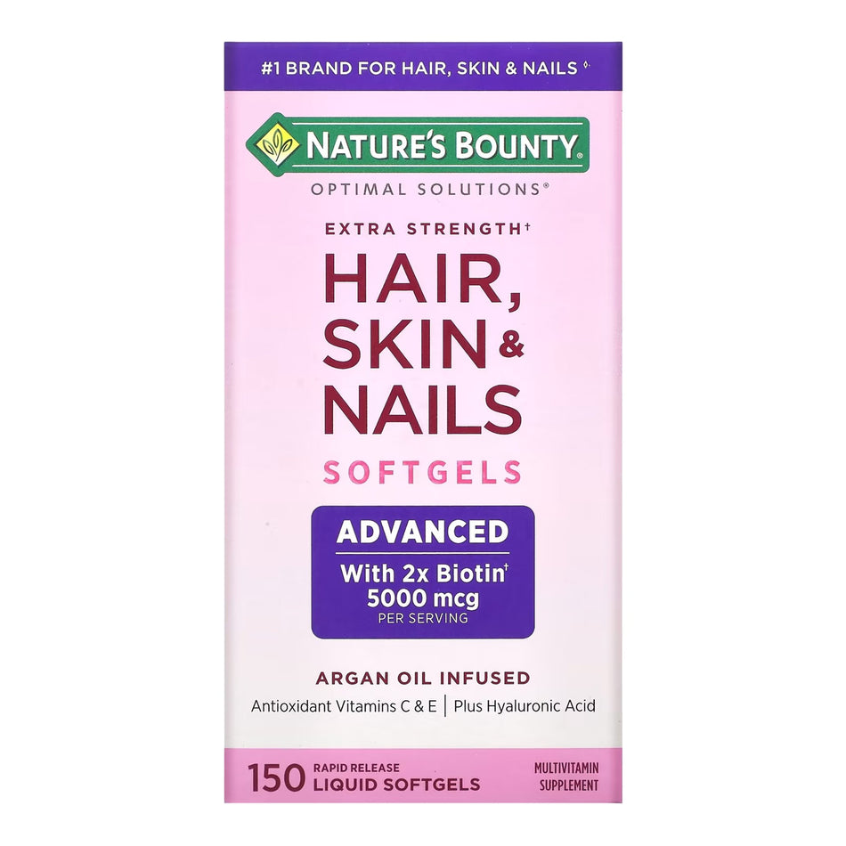Nature's Bounty Optimal Solutions Extra Strength Hair, Skin & Nails Rapid Release Liquid Softgels-Skin / Hair Supplement Nature's Bounty Softgel 150 per Bottle