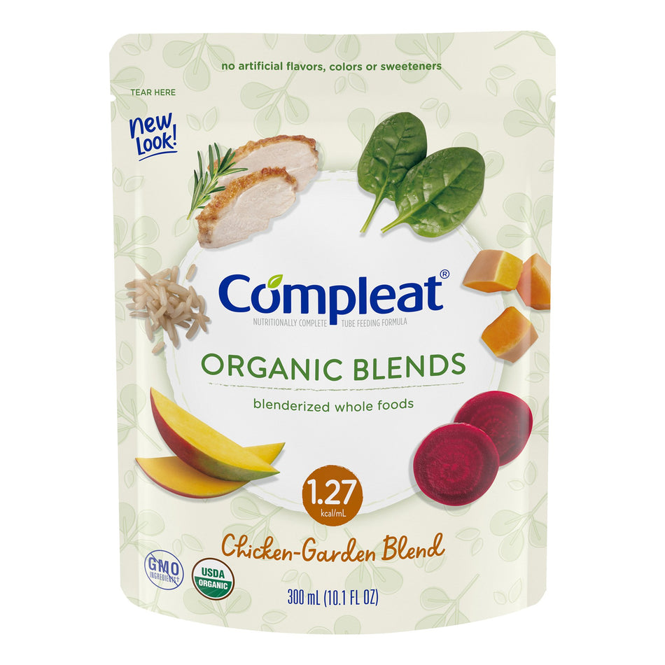 Compleat Organic Blends Chicken-Garden Blenderized Whole Foods, 10.1 oz. Pouch-Oral Supplement Compleat Organic Blends Chicken-Garden Flavor Liquid 10.1 oz. Pouch