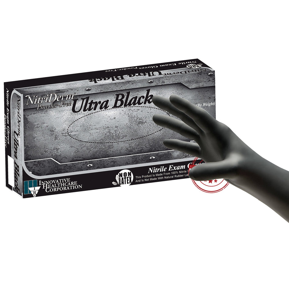 NitriDerm Ultra Black Nitrile Exam Glove, Extra Small, Black-Exam Glove NitriDerm Ultra Black X-Small NonSterile Nitrile Standard Cuff Length Textured Fingertips Black Chemo Tested / Fentanyl Tested