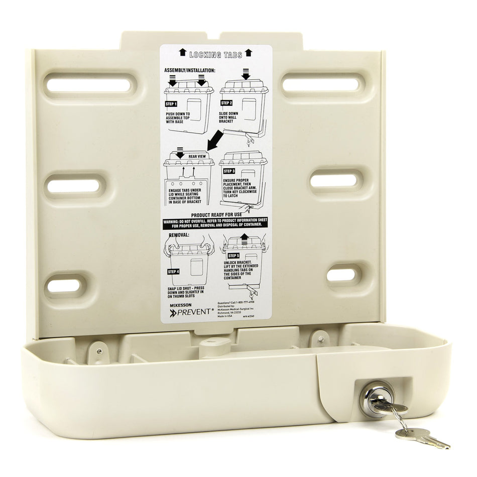 McKesson Prevent Sharps Collector Bracket-Sharps Container Bracket McKesson Prevent Plastic Wall Mount Locking