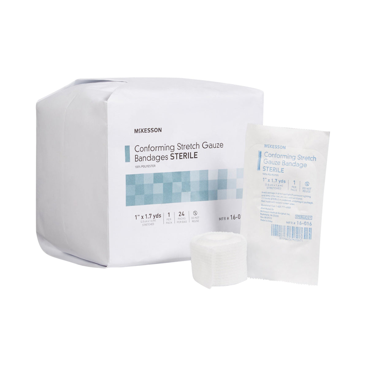McKesson Sterile Conforming Bandage, 1 Inch x 1-7/10 Yard-Conforming Bandage McKesson 1 Inch X 1-7/10 Yard Sterile 1 per Pack