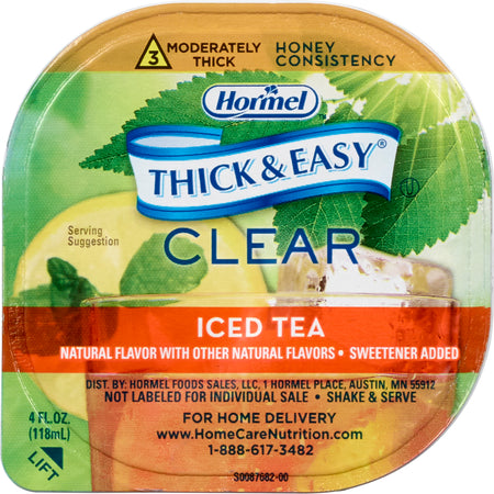 Thick & Easy Clear Honey Consistency Iced Tea Thickened Beverage, 4-ounce Cup-Thickened Beverage Thick & Easy 4 oz. Portion Cup Iced Tea Flavor Liquid IDDSI Level 3 Moderately Thick/Liquidized