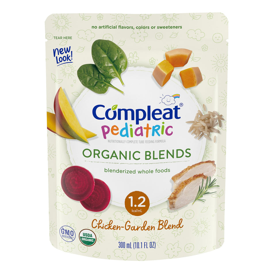 Compleat� Pediatric Organic Blends Tube Feeding Formula, Chicken-Garden, Non-GMO-Pediatric Oral Supplement Compleat� Pediatric Organic Blends Chicken-Garden Flavor 10.1 oz. Pouch Liquid Organic Food Allergies