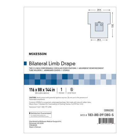 McKesson Sterile Bilateral Limb Drape, 116 x 88 x 144 Inch-Orthopedic Drape McKesson Bilateral Limb Drape 116 W X 88 W X 144 L Inch Sterile