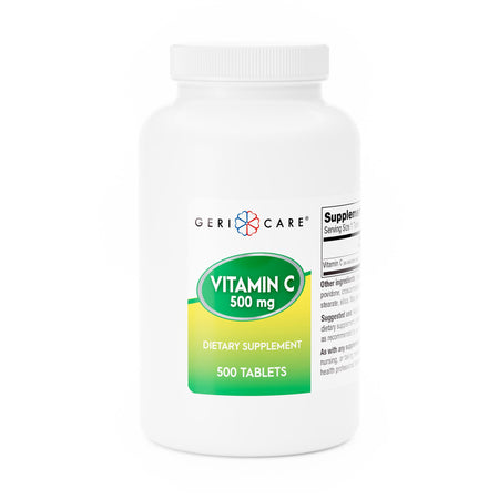 Geri-Care Ascorbic Acid Vitamin C Supplement-Vitamin C Supplement Geri-Care Ascorbic Acid 500 mg Strength Tablet 500 per Bottle
