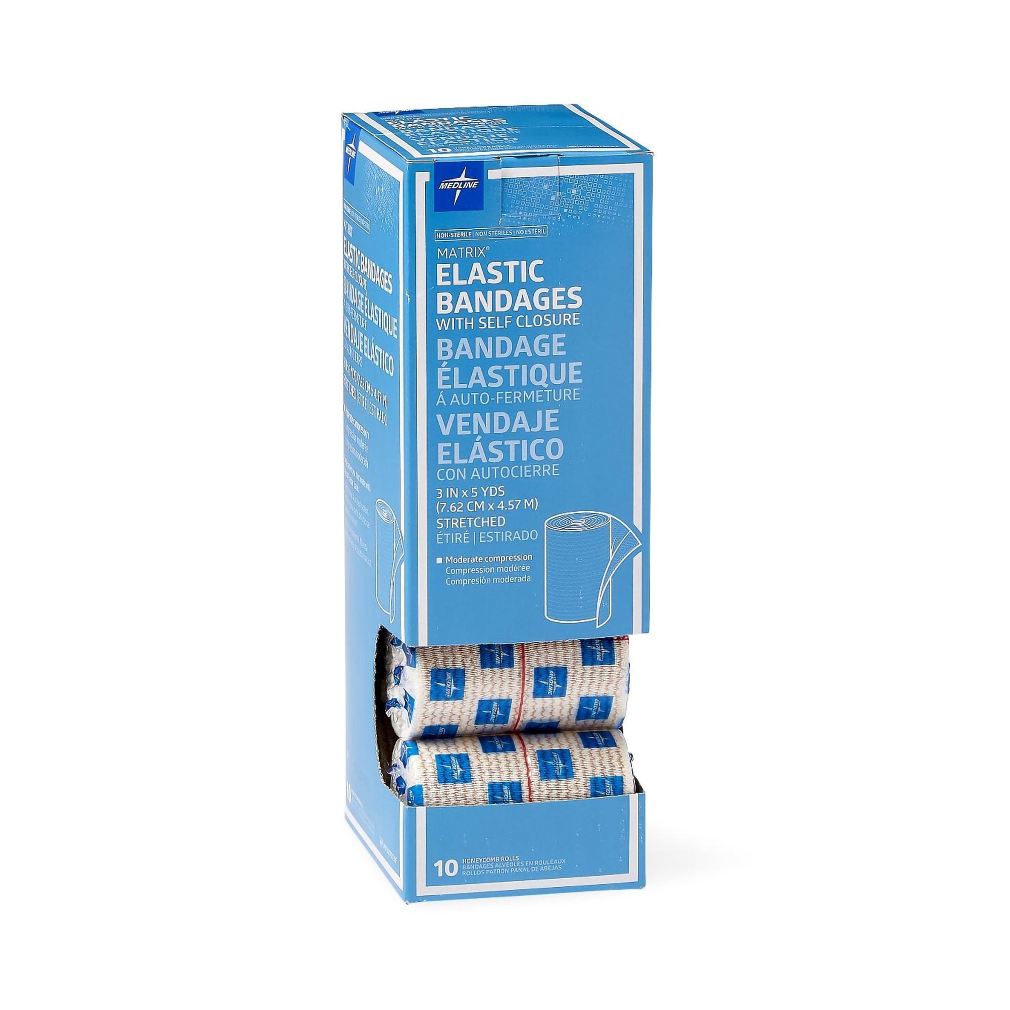 Matrix Double Hook and Loop Closure Elastic Bandage, 3 Inch x 5 Yard-Elastic Bandage Matrix 3 Inch X 5 Yard Double Hook and Loop Closure Natural NonSterile Medium Compression