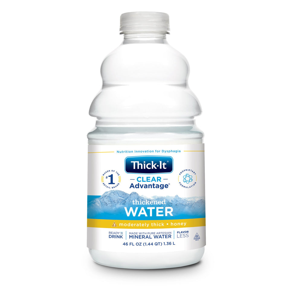 Thick-It Clear Advantage Honey Consistency Thickened Water, 46-ounce Bottle-Thickened Water Thick-It Clear Advantage 46 oz. Bottle Unflavored Liquid IDDSI Level 3 Moderately Thick/Liquidized